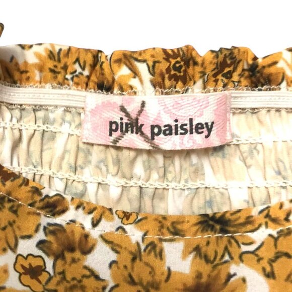 NWOT Floral Cropped Top Ruffle Detail Smocked Back with Tie Size S New - Picture 5 of 5